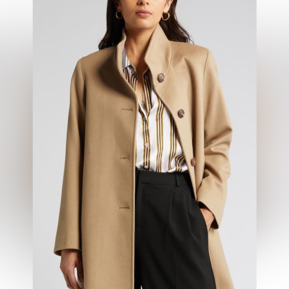 Fleurette Dawn Cashmere blend long tan coat size 10. Originally $1100